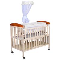 Unpainted solid wood Multi functional baby bed with swing cradle #CWC5446