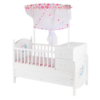 European style modern wooden crib wooden baby bed with cabinet #MWC6012