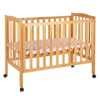 Multi functional wooden baby bed natural wood crib can connect with adult bed #MWC6004