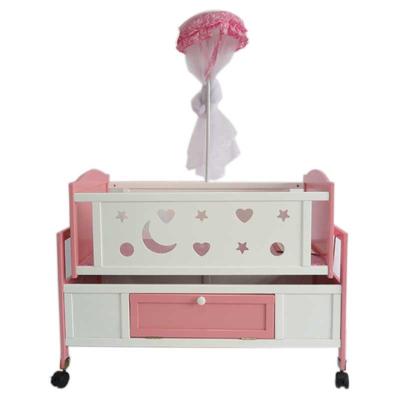 Pink wooden crib with storage MWC5450