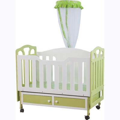 White/ green wooden crib for 0-3 year old baby CWC5382
