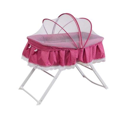 Collapsible metal crib with linen fabric 9792B