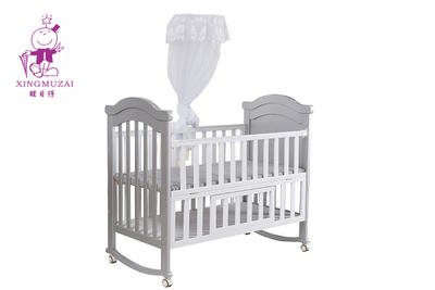 Best price wood baby bed with mosquito net