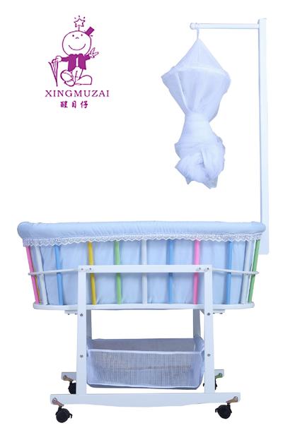 Baby wooden swing cribs, bed for 0-3 years baby with net