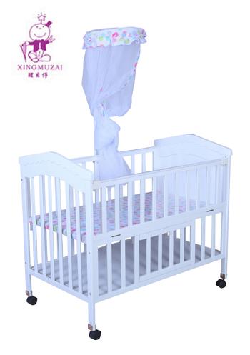 Movable baby bed, wood baby crib, children bed wit mosquito net