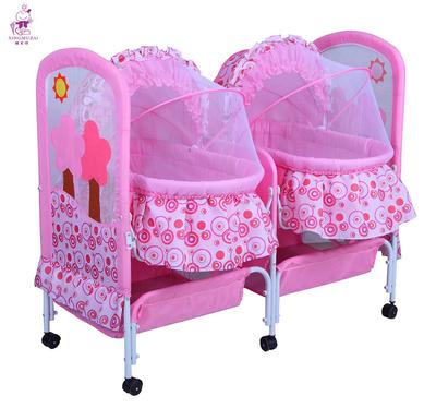 Hot sales new design metal baby cribs for twins baby with wheel